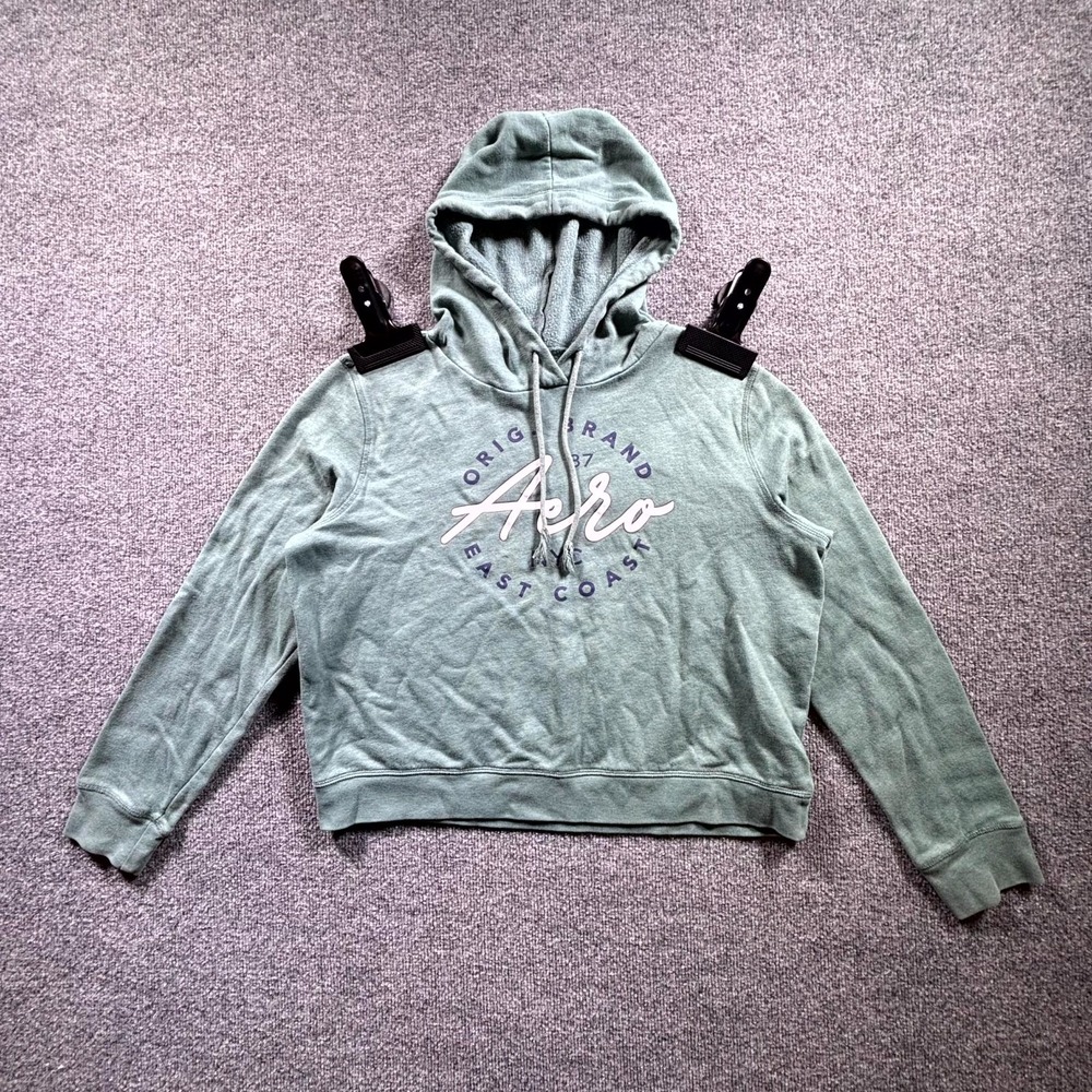 Aeropostale Aero NYC East Coast Hoodie Mens L Sage Green Fleece 2789AH21
